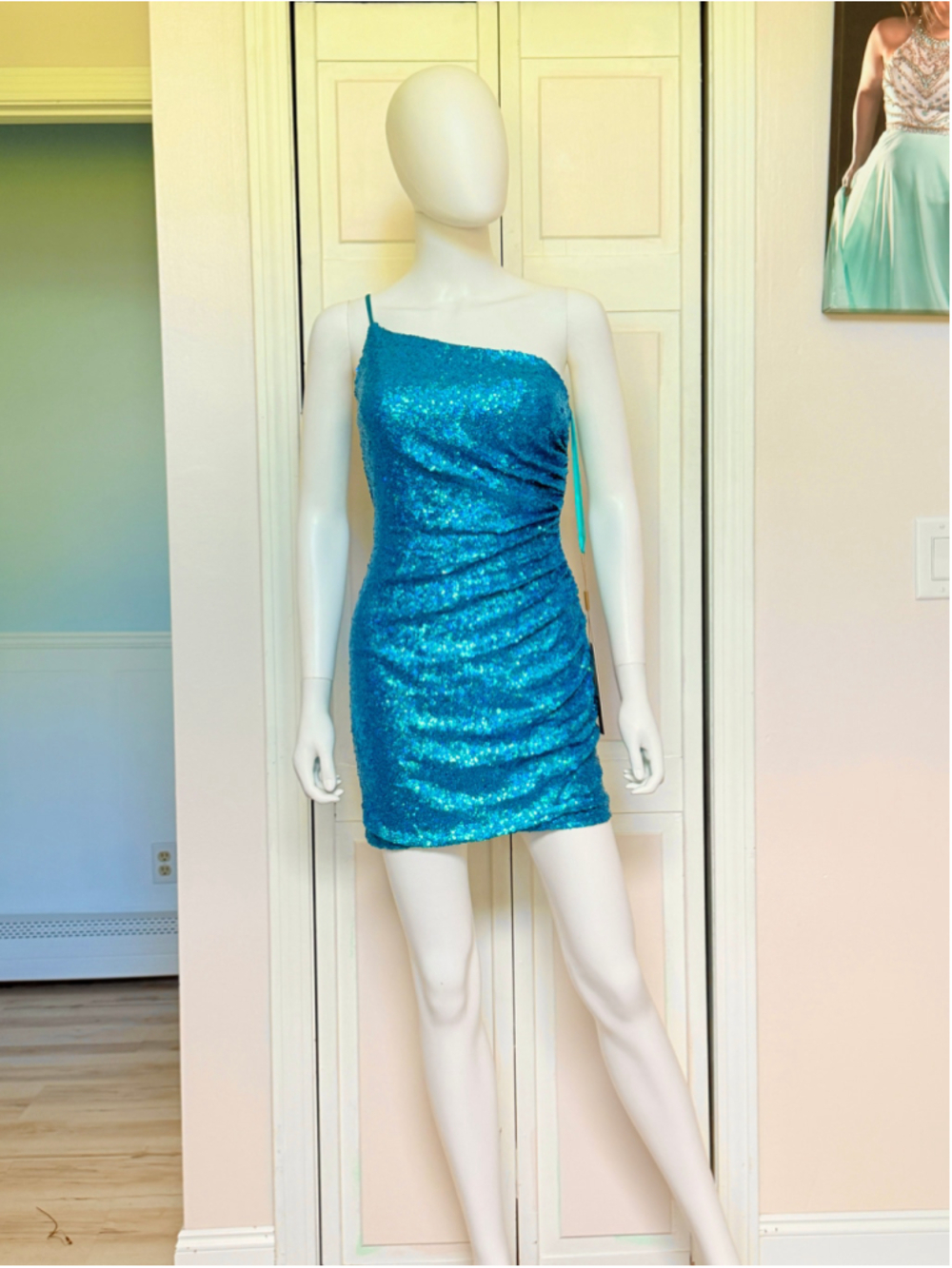 Size 0 Turquoise Bodycon Mini Dress Party Homecoming Hoco Vegas